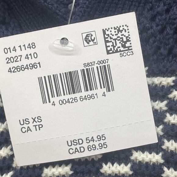 American Eagle Polo Shirt Mens XS Navy Blue Cotton Crochet Striped Checkered New - Picture 7 of 10